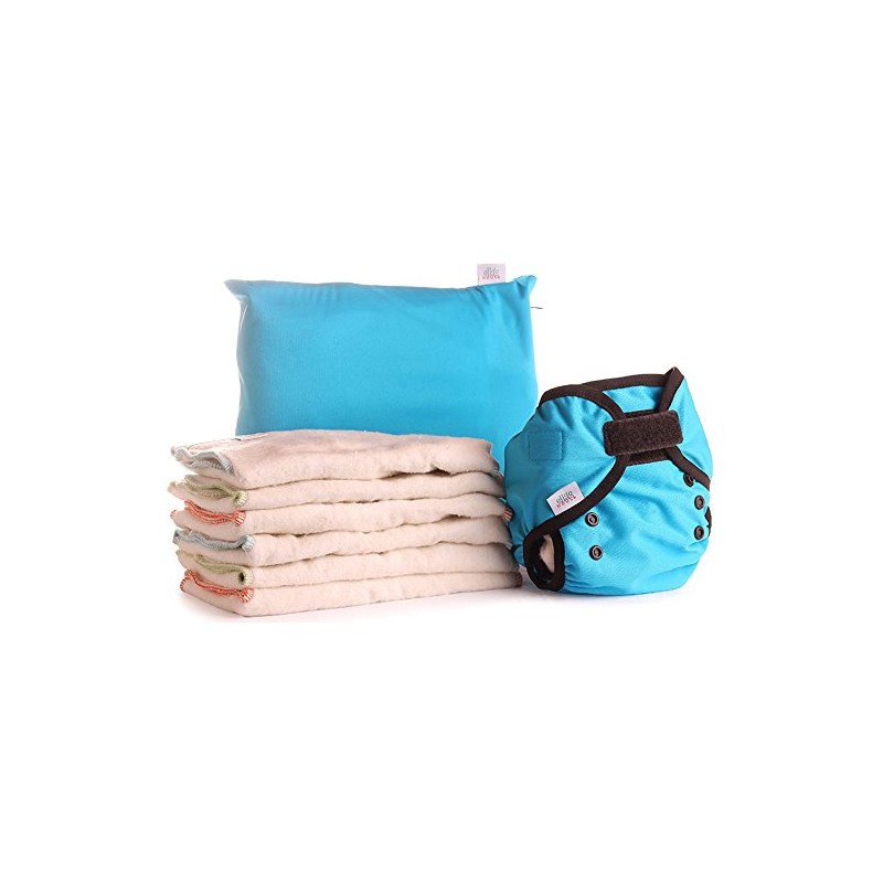 Bum Fold Eco-Pack Cloth Nappy Set (Small, Turquoise)