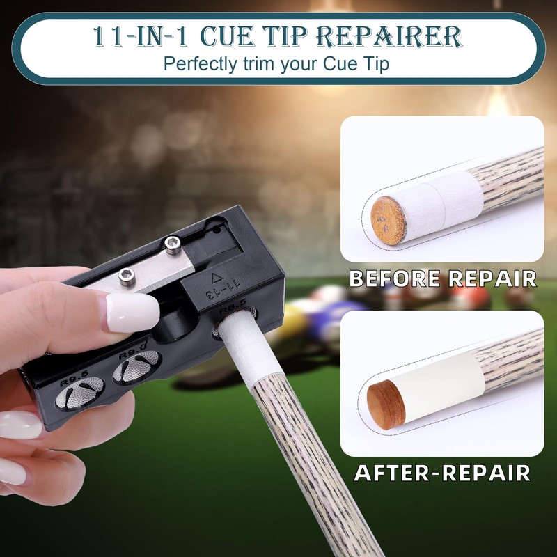 Zyrqon 11-in-1 Billiards Pool Cue Tips Replacement Kit, Pool Cue