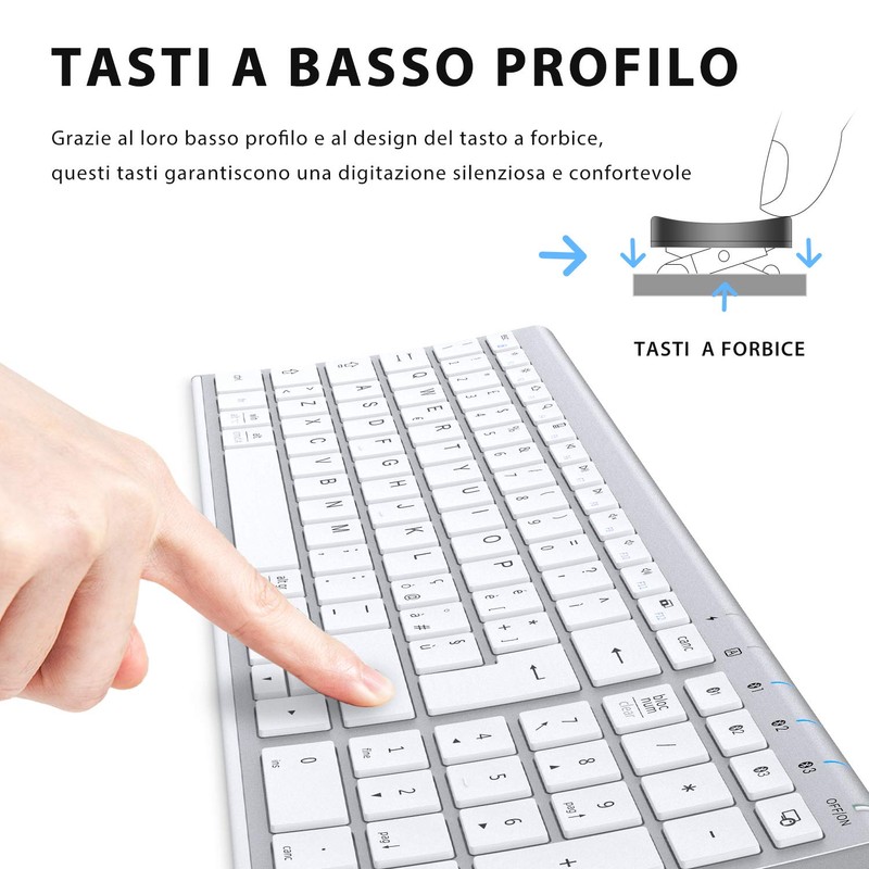 iClever Tastiera Bluetooth, Tastiera Ricaricabile Multi-Dispositivo Bluetooth 5.1 Con Tappeto