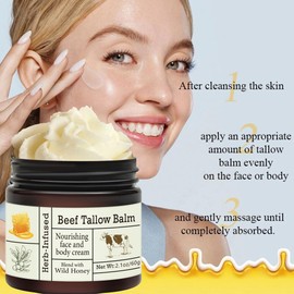 Beef Tallow Honey Balm – Organic Grass-Fed Tallow for Deep Skin Nourishment, Moisturizing Cream for Face & Body, Perfect for Dry Skin