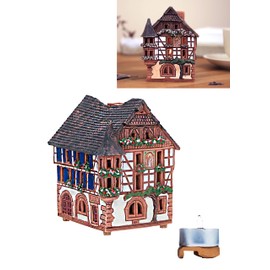 Midene Ceramic Houses and Villages Collection - Handmade Christmas Village House Replica of The Original House Kaysersberg, Alsace, France, Tea Light Candle Holder Home Decor Clay House