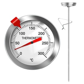 Oil Thermometer for Deep Frying,INRIGOROUS 300mm Stainless Steel Deep Frying Thermometer with Metal Retaining Clip for Cooking Oil Deep Frying for BBQ Grill Turkey (1)