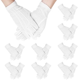sourcing map White Cotton Gloves Parades Costume Gloves with Snap Cuff Formal Tuxedo Uniform Glove Jewelry Inspection Gloves for Men Women Marching Band Cosplay, Pair of 9