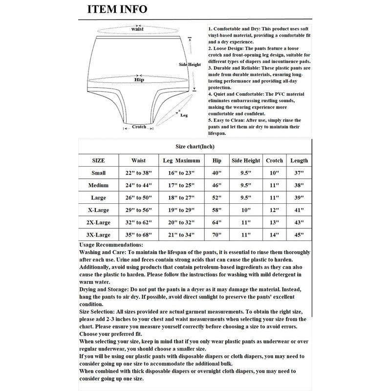 Haian Adult Incontinence Pull-on Plastic Pants PVC Pants 3 Pack
