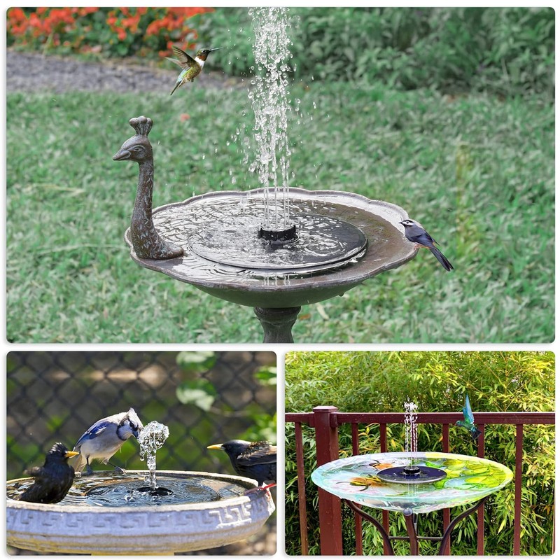 Solar Fountain LED Colorful Lighting Solar Powered Floating Bird Bath