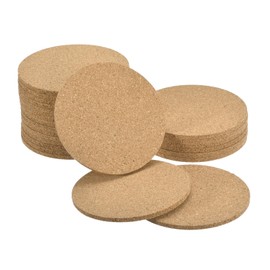 QUARKZMAN 95 mm (3.74 inches) round coasters, 4 mm thick cork cup mat for tableware, pack of 24