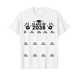 Class of 2038 Grow With Me Handprint Kindergarten to 12th T-Shirt