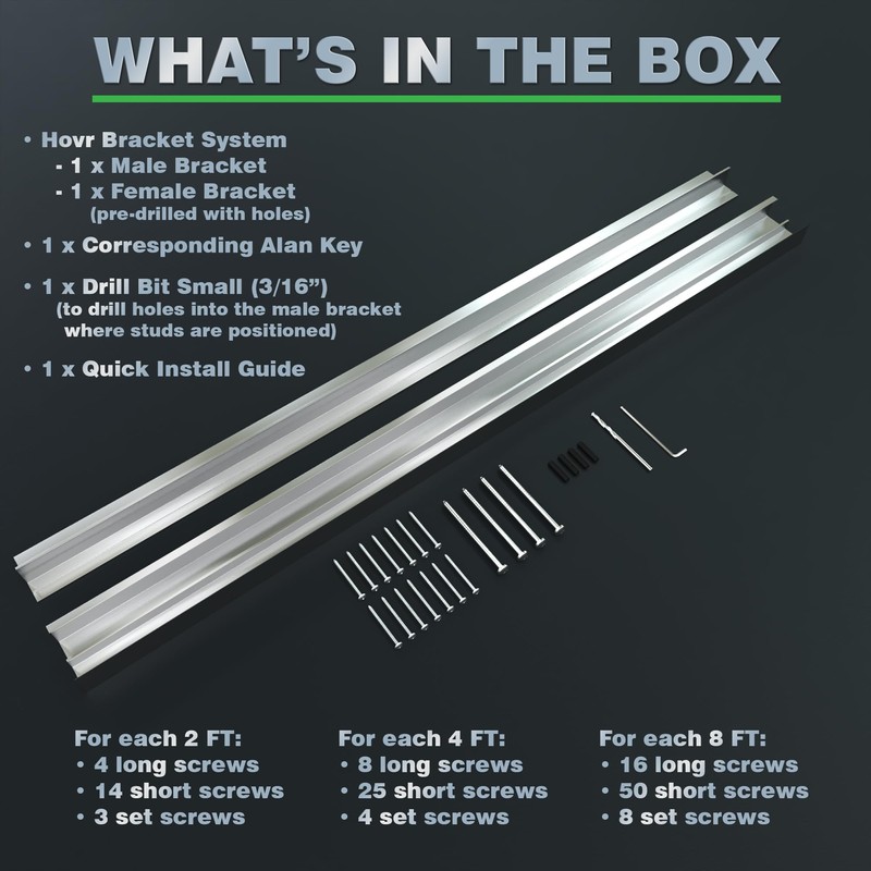 Hovr Solutions Classic 23.75” (2-Foot), Aluminum Floating Shelf Bracket System,