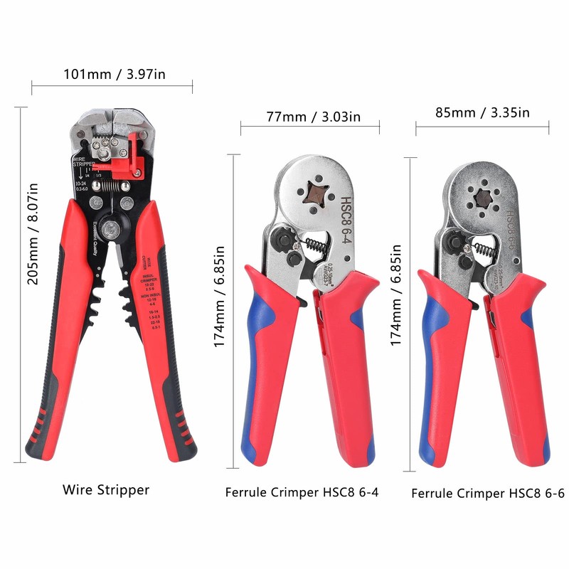 HSC8 6.4 0.25-10mm² AWG23-7 Crimping Pliers and YE-1R 0.2-6.0mm² Stripping