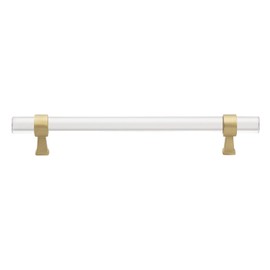 GlideRite Hardware 4718-160-SG-10 6-5/16 in. CC Clear Acrylic Cabinet Drawer Pulls, Satin Gold (Pack of 10)