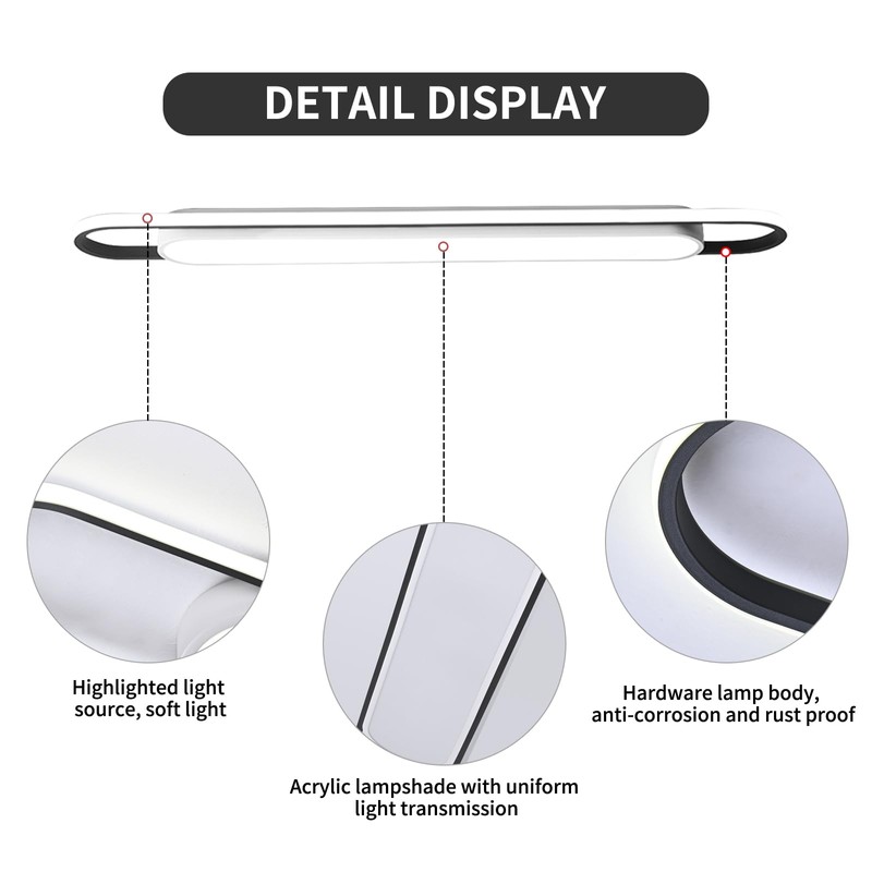 Naroume 4Ft Modern Hallway Ceiling Lights, 6500K Acrylic Linear Ceiling