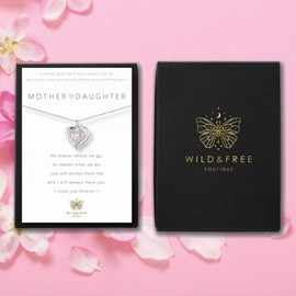 Mother and Daughter Necklace Gifts for Mum Presents Daughter Necklace Rose Quarts Crystal Heart Pendant Birthday Christmas Mother’s Day with Gift Box Daughter Birthday gift from Mum