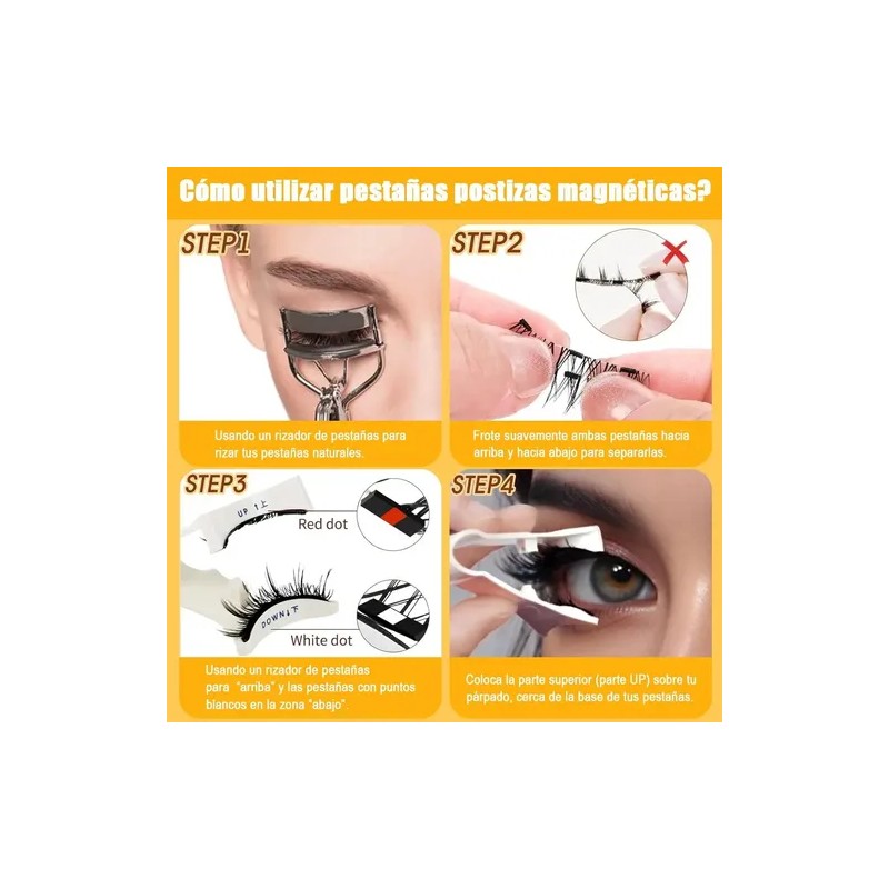 2 Pares Pestañas Magnéticas Natural Reutilizables + Aplicador Aspecto Natural