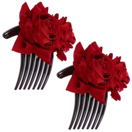 PACKOVE 2Pcs Bridal Rose Hair Comb Elegant Floral Hair Accessories for Wedding Special Occasions Chic Styling Tool for Brides Easy to Use Hair Bun Clip for Any Outfit