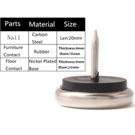 Dia Nail On Furniture Glides for Chairs, Tables - Furnigear Nickel Base Cushioned Furniture Nails - Allowing Chairs to Glide Effortlessly Over Carpet Floors (1", 40 Pack-Grey)