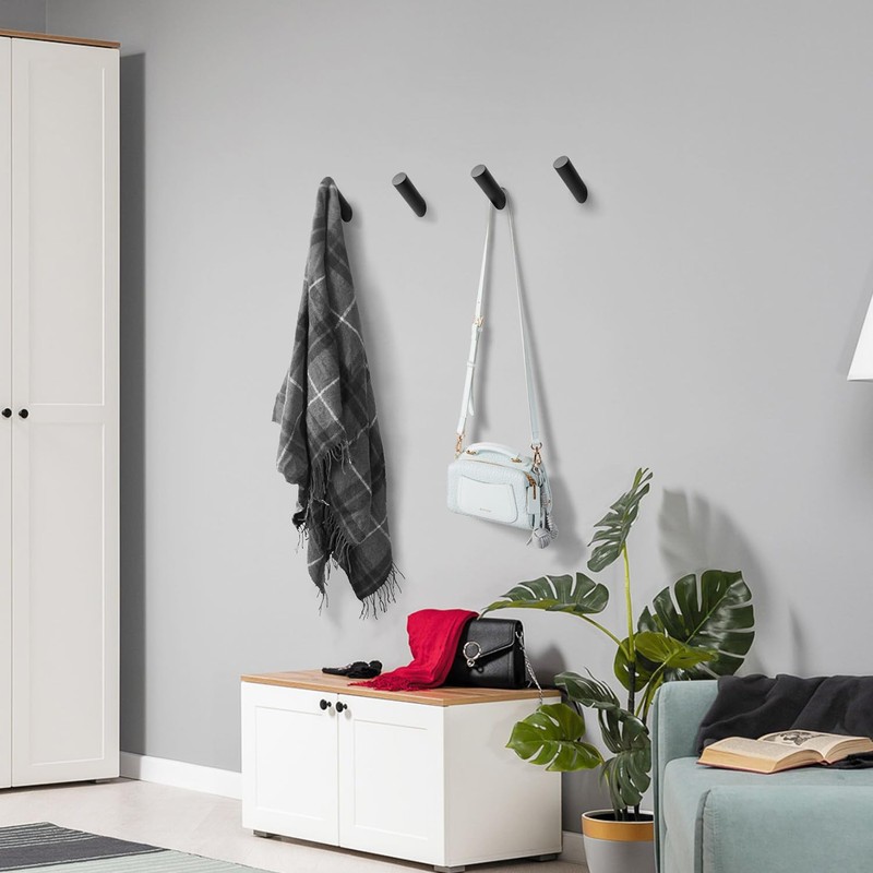 NINETREX Black Wall Hooks Matte Black Towel Hook Modern Robe
