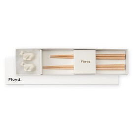 Floyd FL35-00221 Chopsticks & Chopsticks Rest Set, Gift Pair, Couple Chopsticks, Sheep Rest, Set of 2, White & White, Made in Japan