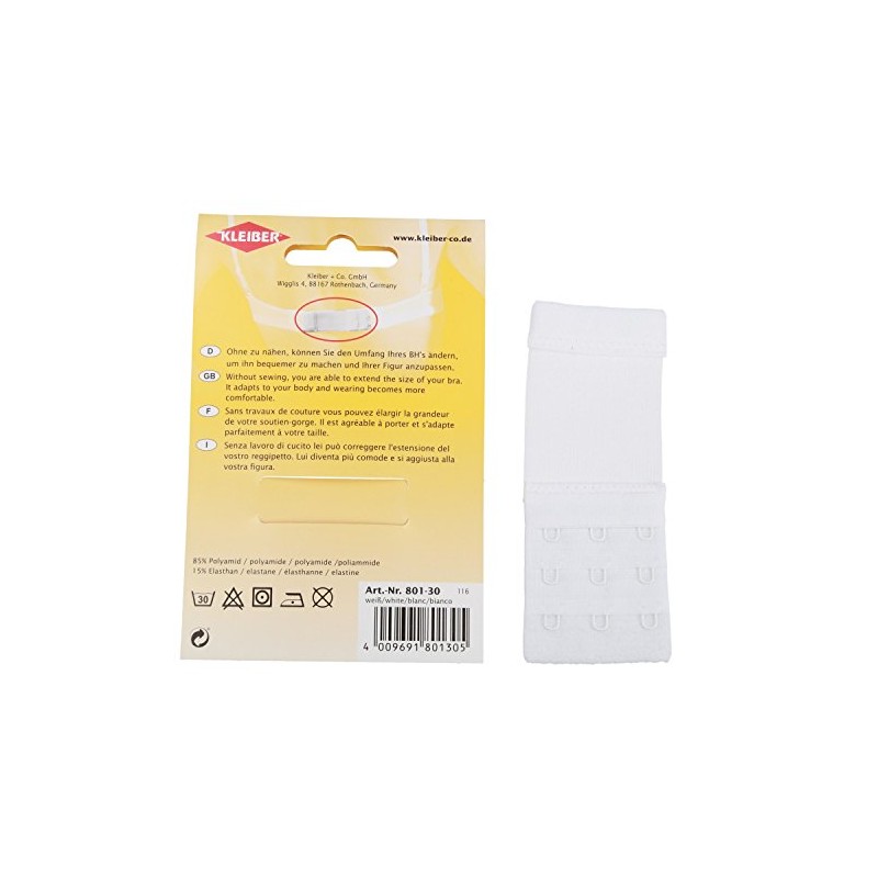 Kleiber Bra Extender up to 5cm-White-40mm-treble Hook