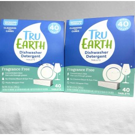 Tru Earth Dishwasher Detergent Tablets 40ct Dye, Fragrance, Paraben Free Lot X2