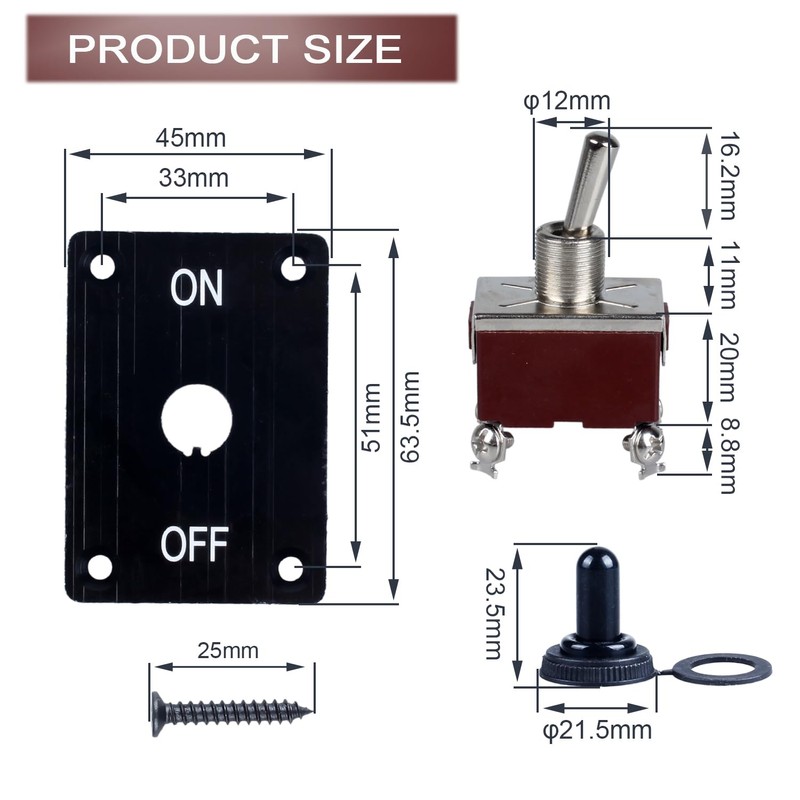 DMWD Waterproof Toggle Switch ON Off 4Pin DPST with Mounting