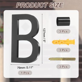 sourcing map Floating House Letters, 5 Inch Acrylic Modern Address Letter for Outside with Nails Kit for Home Street Office Mailbox Sign(Letter B, Black)