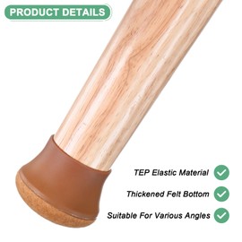 M METERXITY 16-Pack Chair Leg Floor Protectors, 0.55"-0.75" Silicone Cups Round Felt Furniture Pads for Chairs/Tables in Hardwood Floors/Tile Floors, Chair Leg Covers [Brown]