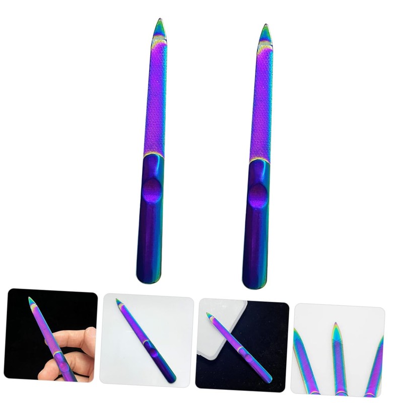 Healvian 2pcs Stainless Steel Nail Files Set Dual-sided Manicure Tools