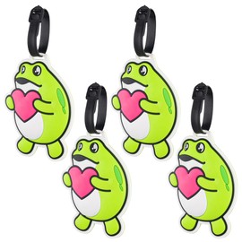 RP Remarkable Power, 4 Pack Frog Silicone Luggage Tags for Suitcases Women Cute Funny Travel ID Label