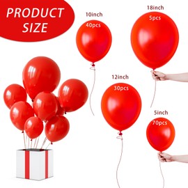 Red Balloons 145pcs - Valentine’s Day Balloons for Arch & Garland, Red Birthday Decorations, Weddings, Baby Showers, Graduation Party Supplies - 18/12/10/5 Inch Party Balloons
