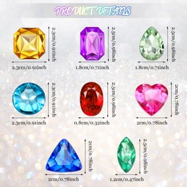 Hicarer 100 Pieces Toy Gems Pirate Treasure Jewels Fake Acrylic Gems Multicolor Bling Diamonds Plastic Gemstones with a Drawstring Bag for Party Table Decorations Pirate Party Favors