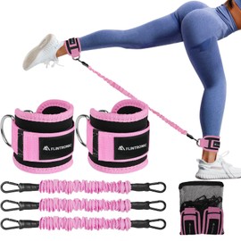 Flintronic Resistance Bands Set, Ankle Resistance Bands, Gym Cuffs with Double D-Ring, Resistance Bands Set with Ankle Straps, for Muscle Shaping Home Workouts and Fitness Training