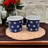 Madacha 2 x Metal Enamel Mugs 250ml Blue with White