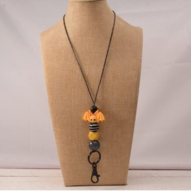 Lantintop Lanyards for Id Badges Silicone Bat Lanyards Key Chain Holder for Women （Orange Bat）