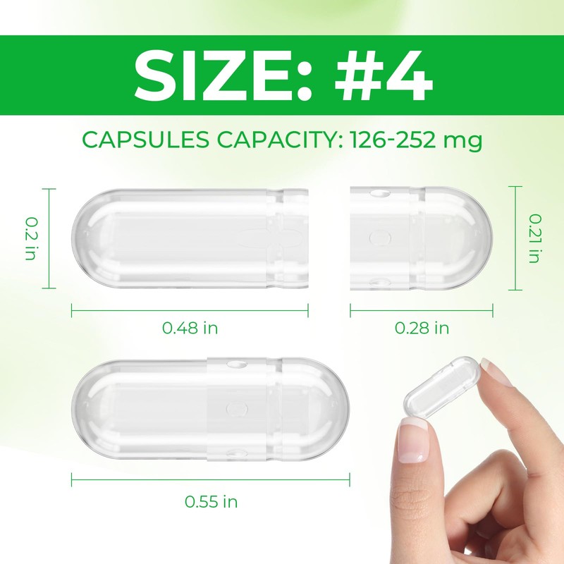 AngtaiJN Empty Vegan Capsules Size 4 Clear Empty Capsules for