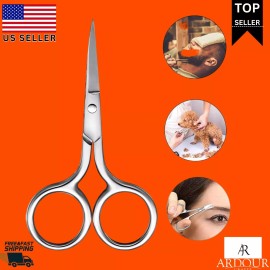 Ardour Crafts Nose Hair Scissors Men Mustache Beard Trimming Eyebrows Stainless Steel USA Made