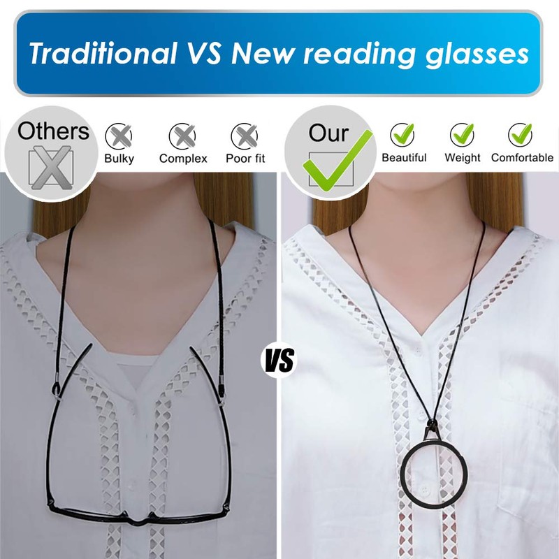 TERAISE Reading Glasses Necklace Readers for Women Anti-loss Lightweight Eyeglasses