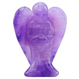 Shanxing Pocket Guardian Angel Crystal Gemstone Carved Mini Figurine Statue Ornament Decoration 1.5 inch,Amethyst