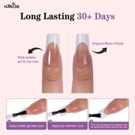 NMKL38 300Pcs French Tip Nails, 15 Size Press on Nails, French Tip Gel Nails for DIY Nail Art (Multicolor, XD-01)