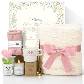 AmeLeis Birthday Package for Women, Self Care Box, Get Well Package & Mug Gifts Set for Her, Mom, Sister and Best Friend(Pink White)