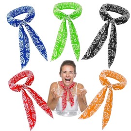 Jindizi 5 Pack Cooling Neck Wraps for Women & Men, Ice Cooling Scarf Bandana with Water Soaking Technology, Reusable Neck Wrap & Headband for Hiking, Camping, Outdoor & Hot Summer