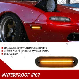 GTINTHEBOX Smoked Lens Amber/Red LED Side Marker Light Kit Compatible With 1990-2005 MAZDA MX-5 MIATA Fender Bumper Lamp
