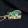 JewelryPalace Rectangular Cut 15 Carat Real Rainbow Quartz Chain Pendant