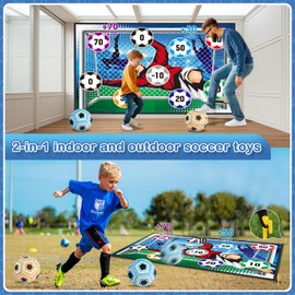 Football Playset for Kids 3-12, Target Throw Football Toy for Boys Girls, Indoor & Outdoor Garden with 2 Soft Balls & Foldable Flannel Goal, Birthday Gifts for Kids