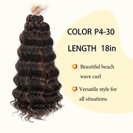 Ocean Wave Crochet Hair 18inch 7Packs Curly Braiding Hair for Black Women Deep Wave Crochet Hair Extension P4/30