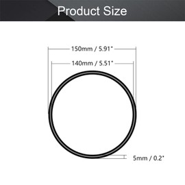 Othmro 10 Pcs Nitrile Rubber O Rings 150mm OD 140mm ID 5mm Width Rubber Washers Metric Buna N Washers Black