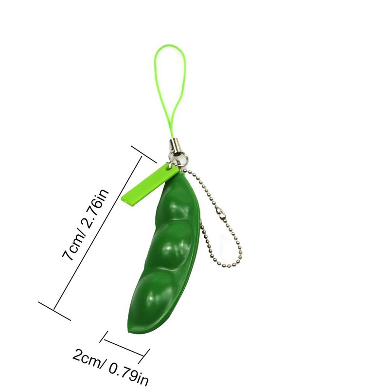 FCBB Fidget Toys 2Pack Squeeze-a-Bean Edamame Keychain Keyring Extrusion Bean