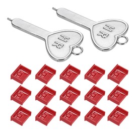 MECCANIXITY 15 Port Blocker Locking USB Port/Dust PC Blocker with Coded Key,Red