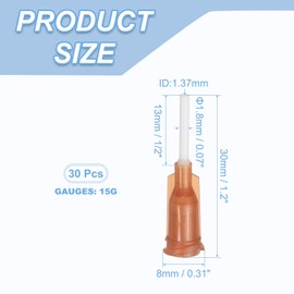 PATIKIL 15G Plastic Dispensing Needles, 30 Pcs Blunt Tips Luer Lock Glue Needle Tube with PP Flexible Tips for Liquid Glue Inks Industry Experiment, Orange