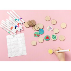 LAZACA Natural Wood Slices Unfinished 3-4cm, Wooden Paint Kits Art Crafts Painting for Kids DIY, Fridge Stickers Creative Art Projects for Kids Ages 5+