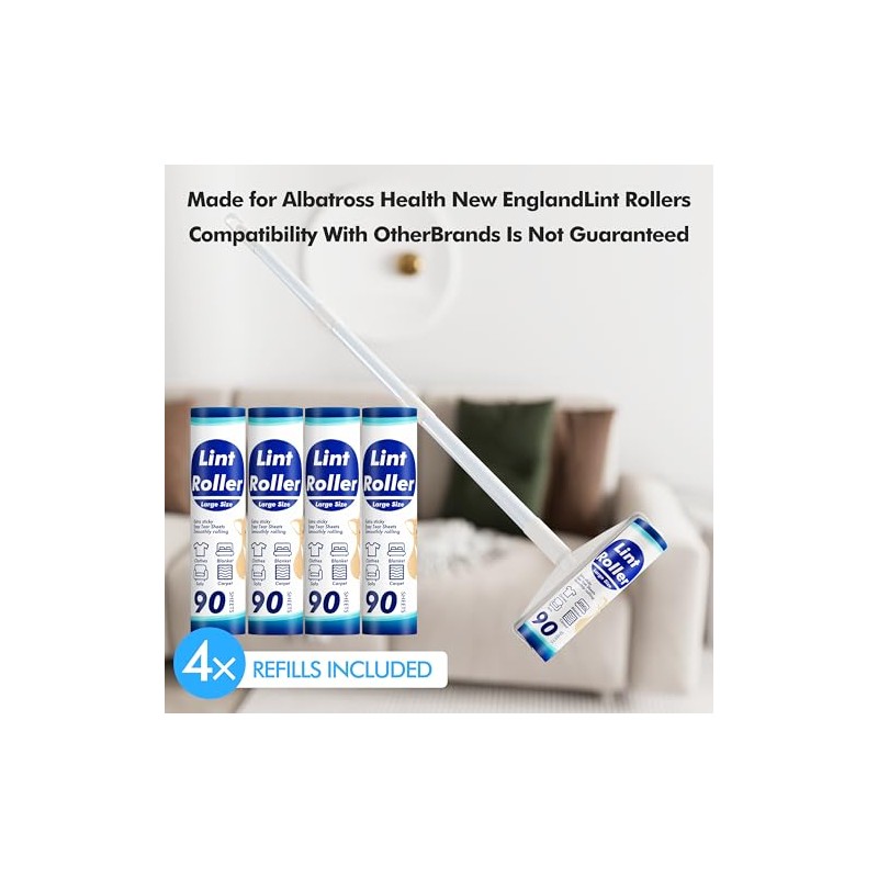 360 Sheets Sticky Lint Rollers Refills for 9.45'' Width Large